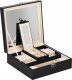Springos Szkatułka na biżuterię ekoskóra 25 x 25 x 8,5 cm czarny organizer z przegródkami i lusterkiem UNIWERSALNY 20