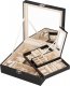 Springos Szkatułka na biżuterię ekoskóra 25 x 25 x 8,5 cm czarny organizer z przegródkami i lusterkiem UNIWERSALNY 5