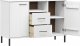 vidaXL Komoda OSLO, metalowe nóżki, biała, 113x40x77 cm, lite drewno 4