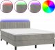 vidaXL vidaXL Łóżko kontynentalne z materacem, jasnoszare, 140x190cm, aksamit 2