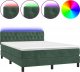 vidaXL vidaXL Łóżko kontynentalne z materacem i LED zielony aksamit 140x190cm 2