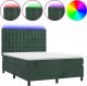 vidaXL vidaXL Łóżko kontynentalne z materacem i LED zielony aksamit 140x200cm 2
