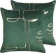 Beliani 2 Welurowe Poduszki Dekoracyjne Z Motywem Twarzy 45 X 45 Cm Zielone Philodendron! 2