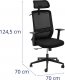 Krzesło biurowe FROMM&STARCK Krzesło fotel biurowy ergonomiczny z oparciem siatkowym zagłówkiem i wieszakiem wys. 40-50 cm Krzesło fotel biurowy ergonomiczny z oparciem siatkowym zagłówkiem i wieszakiem wys. 40-50 cm 7