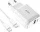 Ładowarka Tech-Protect Ładowarka sieciowa Tech-protect C20W 2-port Network Charger PD 20W QC 3.0 + USB-C Cable White 2