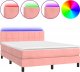 vidaXL vidaXL Łóżko kontynentalne z materacem i LED, różowy aksamit 140x190cm 2