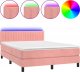 vidaXL vidaXL Łóżko kontynentalne z materacem i LED, różowy aksamit 140x190cm 2