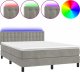 vidaXL vidaXL Łóżko kontynentalne z materacem, jasnoszare, 140x190cm, aksamit 2