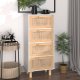 vidaXL Szafka, biała, 40x30x90 cm, lita sosna i naturalny rattan 1