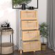 vidaXL Szafka, biała, 40x30x90 cm, lita sosna i naturalny rattan 3
