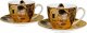 DUO Filiżanki ze spodkami 250 ml komplet 2 szt. THE KISS BROWN by Gustav Klimt 1