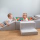 KiddyMoon Piankowy plac zabaw z kwadratowym dołem na piłki (200 piłek 7 cm/2,75 cala) z miękkimi przeszkodami i basenem na piłki, z certyfikatem UE, jasnoszary: biały/szary 3