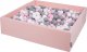 KiddyMoon Suchy basen kwadratowy z piłeczkami 7cm 120x30 różowy: biały-szary-pudrowy róż 120x30/200piłek Zabawka basen piankowy 1