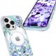 Kingxbar Kingxbar Flora Series magnetyczne etui iPhone 14 Plus MagSafe ozdobione nadrukiem w kwiaty orchid 6