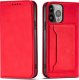 Hurtel Magnet Card Case etui Samsung Galaxy S23 Ultra pokrowiec z klapką portfel podstawka czerwone 1