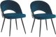 Beliani Zestaw 2 krzeseł do jadalni welurowy niebieski VIVIAN 1