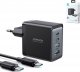 Ładowarka Joyroom Ładowarka sieciowa Joyroom TCG02 GaN 67W 4-port (2x USB, 2x USB C) czarna + kabel USB-C/USB-C 100W 1.2m 1
