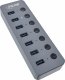 HUB USB InLine InLine® USB 3.2 Gen.1 hub, 7-port, with switch, aluminium, grey, with power supply unit 1