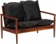 vidaXL vidaXL Sofa 2-osobowa, czarna, naturalna skóra i lite drewno akacjowe 7