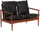 vidaXL vidaXL Sofa 2-osobowa, czarna, naturalna skóra i lite drewno akacjowe 8