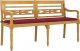 vidaXL Ławka Batavia z czerwoną poduszką, 150 cm, lite drewno tekowe 3