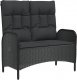 vidaXL vidaXL Rozkładana ławka ogrodowa, poduszki, 107 cm, rattan PE, czarna 2