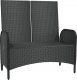 vidaXL vidaXL Rozkładana ławka ogrodowa, poduszki, 107 cm, rattan PE, czarna 3