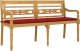 vidaXL Ławka Batavia z czerwony poduszką, 150 cm, lite drewno tekowe 3