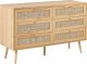Beliani Komoda 6 szuflad fronty rattanowe jasne drewno PEROTE 1