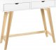Beliani Konsola 2 szuflady biała z jasnym drewnem SULLY 3