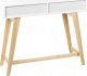 Beliani Konsola 2 szuflady biała z jasnym drewnem SULLY 6