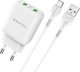 Ładowarka BOROFONE ŁADOWARKA SIECIOWA DBN6 CHARMER - 2XUSB - QC 3.0 18W 3A Z KABLEM USB NA TYP C BIAŁA 1
