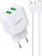 Ładowarka KAKU ŁADOWARKA SIECIOWA KSC-414 QIYUAN - 2XUSB - 10W 2,4A Z KABLEM USB NA LIGHTNING BIAŁA 1