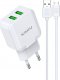 Ładowarka KAKU ŁADOWARKA SIECIOWA KSC-414 QIYUAN - 2XUSB - 10W 2,4A Z KABLEM USB NA MICRO USB BIAŁA 1