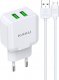 Ładowarka KAKU ŁADOWARKA SIECIOWA KSC-414 QIYUAN - 2XUSB - 10W 2,4A Z KABLEM USB NA MICRO USB BIAŁA 3