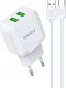 Ładowarka KAKU ŁADOWARKA SIECIOWA KSC-414 QIYUAN - 2XUSB - 10W 2,4A Z KABLEM USB NA TYP C BIAŁA 1