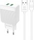 Ładowarka KAKU ŁADOWARKA SIECIOWA KSC-371 HAOYI - 2XUSB - 12W 2,4A Z KABLEM USB NA MICRO USB BIAŁA 1