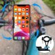 4kom.pl Uchwyt rowerowy metalowy na kierownicę do telefonu na rower motor hulajnogę czarny + Pasek bezpieczeństwa 5