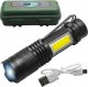 Latarka 4kom.pl Latarka taktyczna klasyczne światło LED COB XPE Mini lampa metalowa kieszonkowa Zoom czarna 1