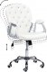 Krzesło biurowe Beliani Krzesło biurowe regulowane białe z kryształkami PRINCESS 6