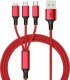 Kabel USB Vega USB-A - USB-C + microUSB + Lightning Czerwono-czarny (27973) 1