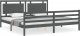 vidaXL Rama łóżka z wezgłowiem, szara, 200x200 cm, lite drewno 2