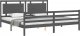 vidaXL Rama łóżka z wezgłowiem, szara, 200x200 cm, lite drewno 3