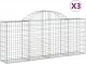 vidaXL Kosze gabionowe, 3 szt, 200x30x80/100 cm, galwanizowane żelazo 2