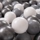 KiddyMoon KiddyMoon Plastikowe piłeczki 7cm biały-szary-srebrny 50 Zabawka zestaw kulek 1