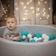 KiddyMoon KiddyMoon Plastikowe piłeczki 7cm szary-biały-turkus 50 Zabawka zestaw kulek 2
