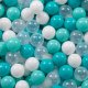 KiddyMoon KiddyMoon Plastikowe piłeczki 7cm jasny turkus-biały-transparent-turkus 50 Zabawka zestaw kulek 1