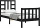 vidaXL Rama łóżka z wezgłowiem, czarna, 2FT6, pojedyncza, lite drewno 4