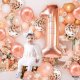 Springos Balony rosegold zestaw na roczek z cyfrą 1 urodziny UNIWERSALNY 4