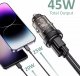 Ładowarka 4kom.pl Ładowarka samochodowa CC45W USB USB-C Type C 2-Port Car Charger PowerDelivery PD 45W QuickCharge QC 3.0 Black 1
